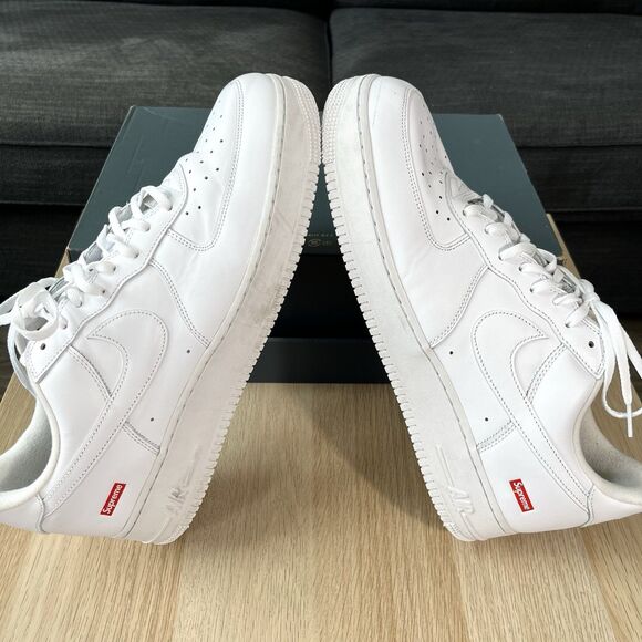 Nike Air Force 1 x Supreme Low Box Logo White CU9225-100 Men's Size 13 - Picture 10 of 12